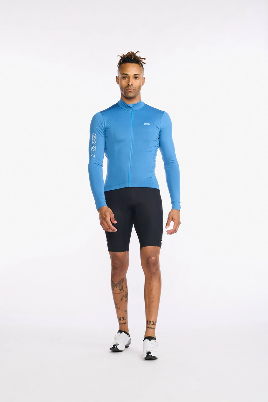 2XU - Aero Cycle Long Sleeve Jersey - Men's - Starling/White Reflective 1 2XU - Aero Cycle Long Sleeve Jersey - Men's - Starling/White Reflective