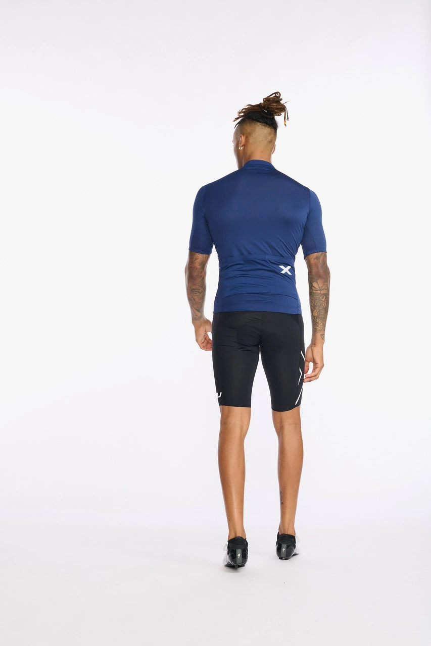 2XU - Aero Cycle Short Sleeve Jersey - Men's - Medieval/White Reflective - 2023 9 2XU - Aero Cycle Short Sleeve Jersey - Men's - Medieval/White Reflective - 2023 - Image 9