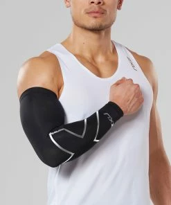 2XU - Compression Arm Guard (Single) - Unisex - Black/Silver - 2023