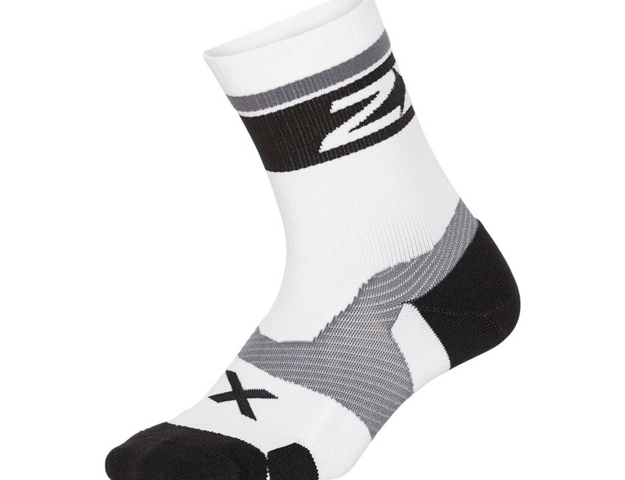 2XU - VECTR Unisex Cushion Crew Socks - White/Black 1 2XU - VECTR Unisex Cushion Crew Socks - White/Black